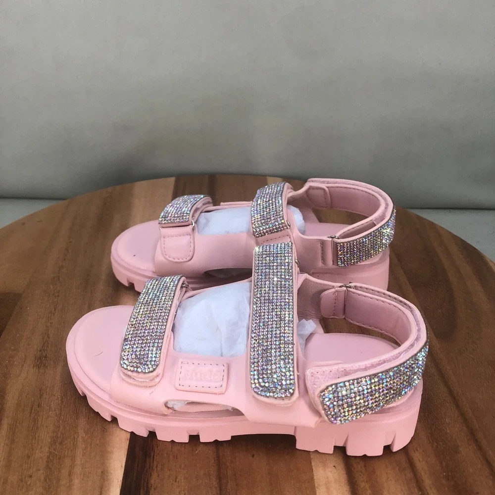 Mudd Muddygirl Pink Rhinestone Embellished Chunky Sole Sport Sandals Toddler 12